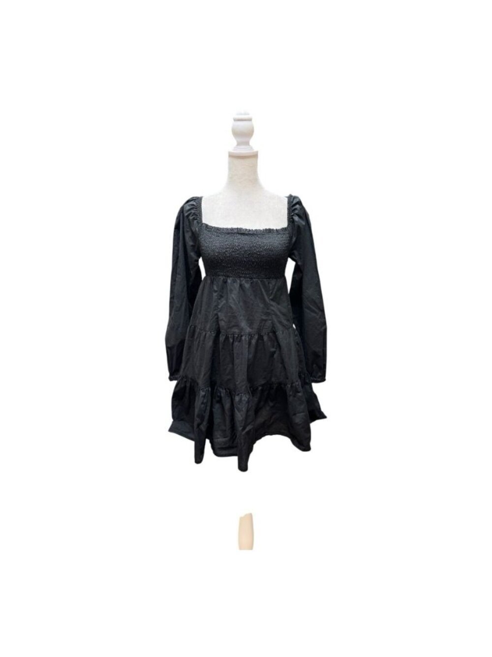 Steve Madden Black Smocked Puff Sleeve Mini Dress Size Small